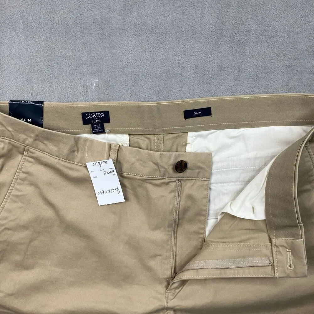 J Crew Chino Pants Mens 36x30 Khaki Slim TruTemp365 British Office Casual BZ109